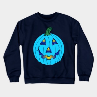 Blue Glowing Jack-O-Lantern Pumpkin Crewneck Sweatshirt